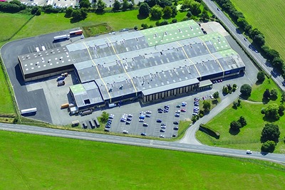 Aerial view of Garador garage door factory in Yeovil